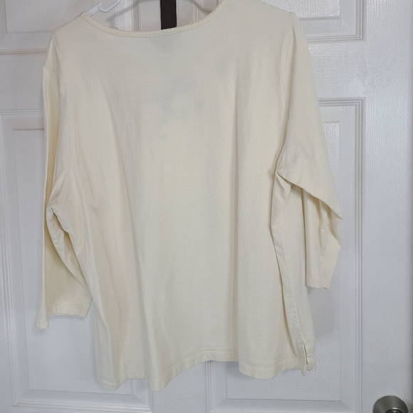 Koret Women's Quarter Sleeve Beadwork Blouse, Size: 1X Color: Cream - Picture 11 of 14